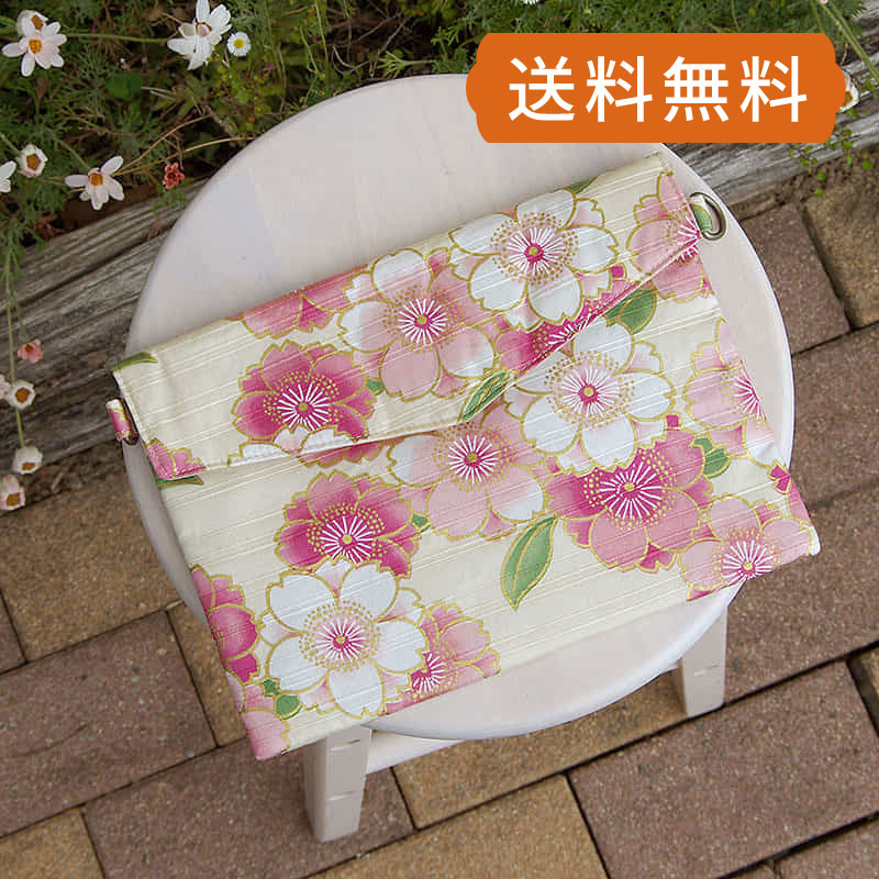 御朱印帳 袋 ポーチ 夢宵桜 キナリ/緑 御朱印帳 入れ カバン かわいい