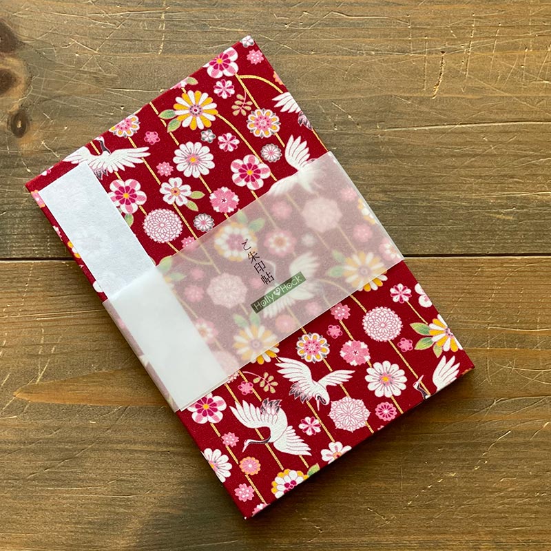 大判 御朱印帳　鶴と花模様　 蛇腹 48頁 朱印帳 納経帳 集印帳 和柄 かわいいノート 和本 じゃばら アコーディオン 寺 仏閣 神社 巡り 旅行 送料無料