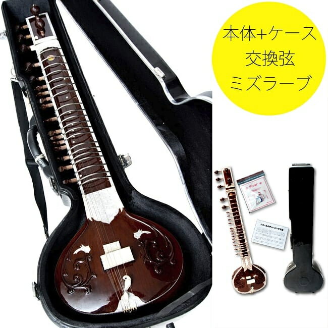 【送料無料】 【Kartar Music House社製】シンプルシタールセット（グラスファイバーケース） / Sitar インド 楽器 弦楽器 民族楽器 インド楽器 エスニック楽器 ヒーリング楽器【レビューで1000円クーポン プレゼント】