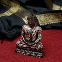 【送料無料】 手彫り模様のブッダ像 16.3cm / レジン 神様 ヒンドゥー教 仏教 置物 仏陀 釈迦 仏像 ゴータマ シッダッタ 吉祥文様 マントラ インド...