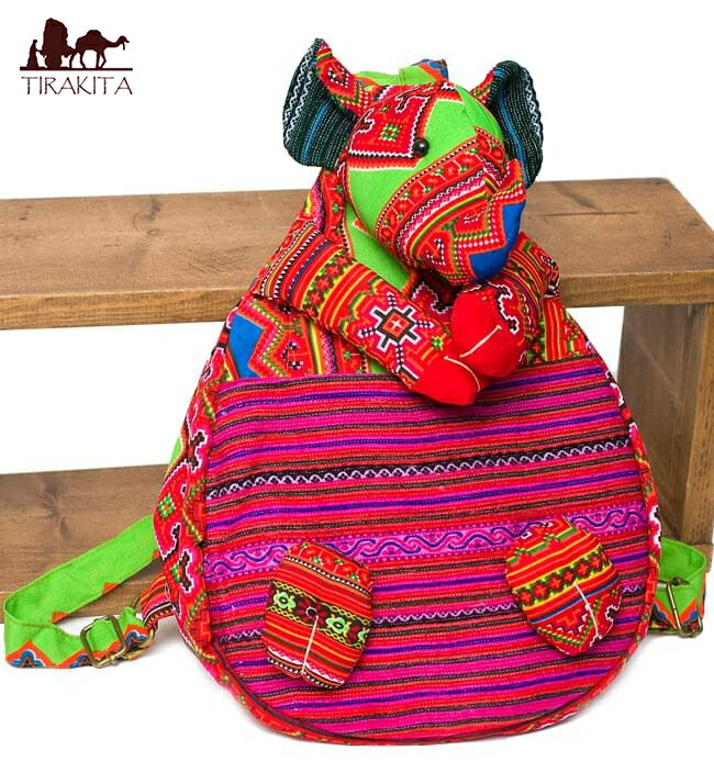 ミニサイズの動物バックパック 象 / リュック リュックサック 子ども キッズサイズ インド バッグ かば..