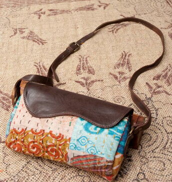 【送料無料】 〔一点物〕伝統を紡いだ ラリーキルトのポーチウォレット / Ralli quilt Kantha Bag Pouch Wallet Shoulder ショルダー カンタ刺繍 バッグ パッチワーク アジア ヘンプ 財布 小銭入れ コインケース ネパール フェルト エスニック インド