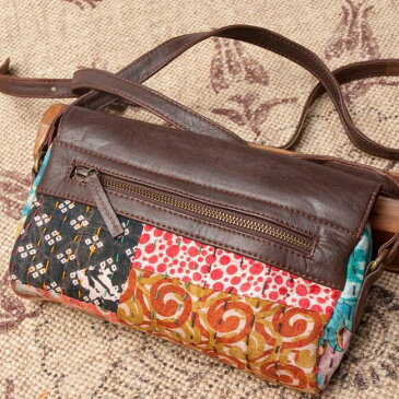 【送料無料】 〔一点物〕伝統を紡いだ ラリーキルトのポーチウォレット / Ralli quilt Kantha Bag Pouch Wallet Shoulder ショルダー カンタ刺繍 バッグ パッチワーク アジア ヘンプ 財布 小銭入れ コインケース ネパール フェルト エスニック インド