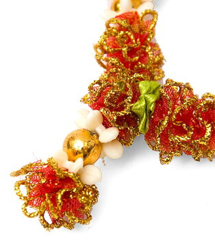 インドの造花 赤×白 / デコレーション バラタナティヤム アクセサリ サリー エスニック衣料 アジアンファッション エスニックファッション