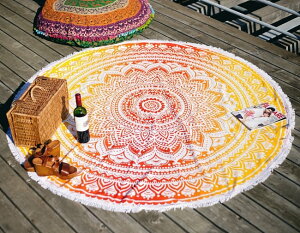 マンダラ柄ラウンドブランケット レジャーシート&ソファーカバー テーブルクロス【約170cm】 / ソファカバー 布 壁掛け マルチクロス ピクニックシート ピクニックマット お花見 ランチ 運動会 バーベキュー レジャーマット ビーチマット ビーチタオル ラグ インド綿 アジア通販格安セール情報 楽天 通販