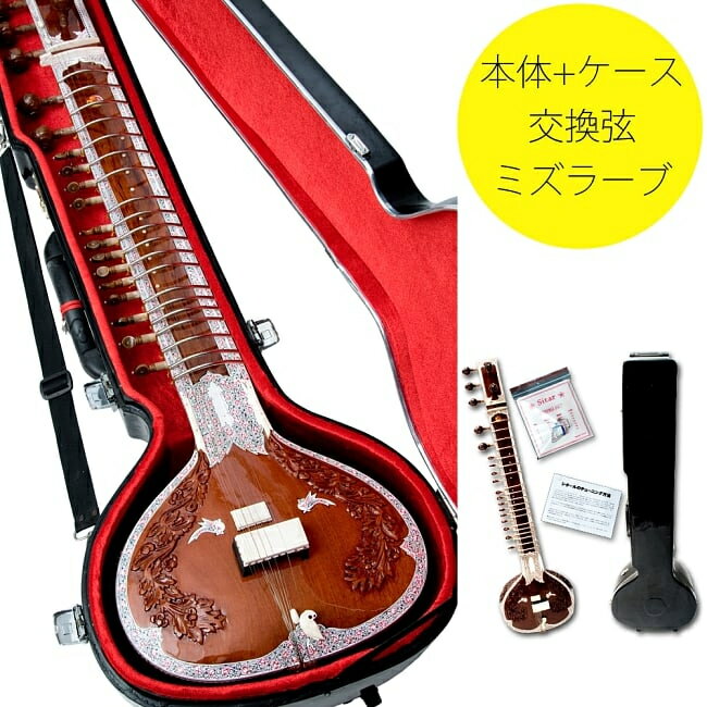 【送料無料】 【Kartar Music House社製】シタールセット（グラスファイバーケース） / Sitar インド 楽器 弦楽器 民族楽器 インド楽器 エスニック楽器 ヒーリング楽器【レビューで1000円クーポン プレゼント】