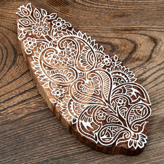 【送料無料】 高品質 精細 ウッドブロックスタンプ【枝】 23cm x 9.5cm / ウッドスタンプ インド タイ ..