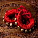 赤紐グングル【両足用 2本セット】 / グングルベルト インド 打楽器 民族楽器 銅鑼とベル ドラ インド楽器 エスニック楽器 ヒーリング楽器【レビューで500...