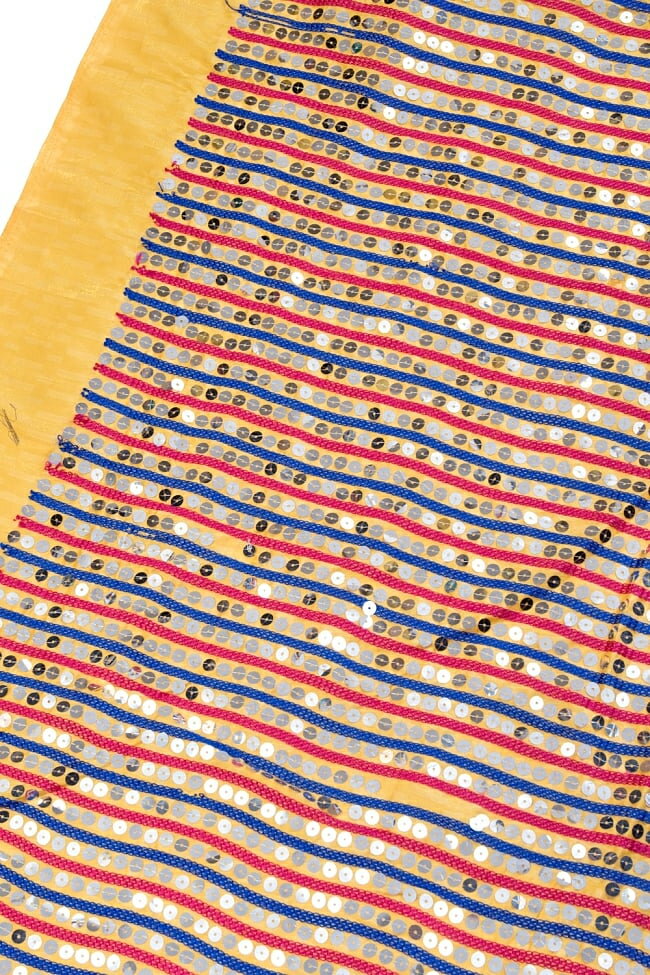 〔1m単位切り売り〕インドのスパンコールクロス布〔106cm〕 イエロー / 計り売り布 生地 アジア布 手芸 ファブリック テーブルクロス ソファーカバー 計り売りの布 エスニック