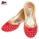 ゴージャス刺繍のマハラニフラットシューズ / パンプス 靴 ペッタンコ靴 インド サリー クルティ チュリダール パンジャビドレス TIRAKITA(ティラキタ) サンダル アジア レディース エスニック衣料 アジアンファッション エスニックファッション