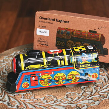 ゼンマイ式 汽笛が鳴る！大陸横断機関車 インドのレトロなブリキのおもちゃ / ぜんまい式玩具 汽車 ブリキ玩具 ティントイ アジア エスニック 雑貨