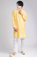 〔各色あり〕比翼仕立て　クルタ・パジャマ上下セット　インドの男性民族衣装