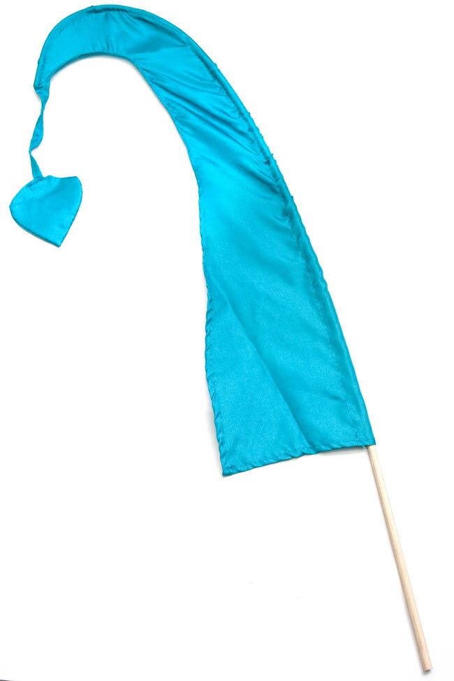 ［水色］カラフルプリントウンブル ウンブル（バリのぼり旗）【約50cm】 / 祭礼 デコレーション アジアの旗 布 インド ファブリック エスニック