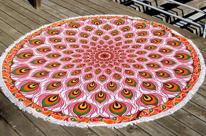 マンダラ柄ラウンドブランケット レジャーシート&ソファーカバー テーブルクロス【約190cm】 / ソファカバー 布 壁掛け マルチクロス ピクニックシート ピクニックマット お花見 ランチ 運動会 バーベキュー レジャーマット ビーチマット ビーチタオル ラグ インド綿 アジア通販格安セール情報 楽天 通販