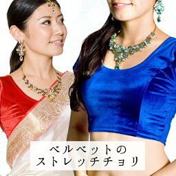 ベルベットのストレッチチョリ / ベリーダンス サリー TIRAKITA(ティラキタ) チョリとペチコート レディース インドサリー エスニック衣料 アジアンファッション エスニックファッション