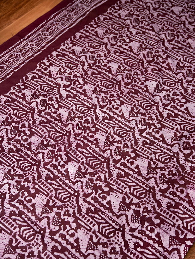 〔175cm*120cm：柄選択あり〕インドのコットンバティック 伝統ろうけつ染め布赤紫 / ソファーカバー テーブルクロス ファブリック インドのバティック batik アジア エスニック【レビューで500…