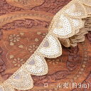 【送料無料】 約9m チロリアンテープ ロール売 金糸が美しい 更紗模様のゴータ刺繍〔幅 約4cm〕 鱗 / Gota embroidery ラジャスタン 手芸...