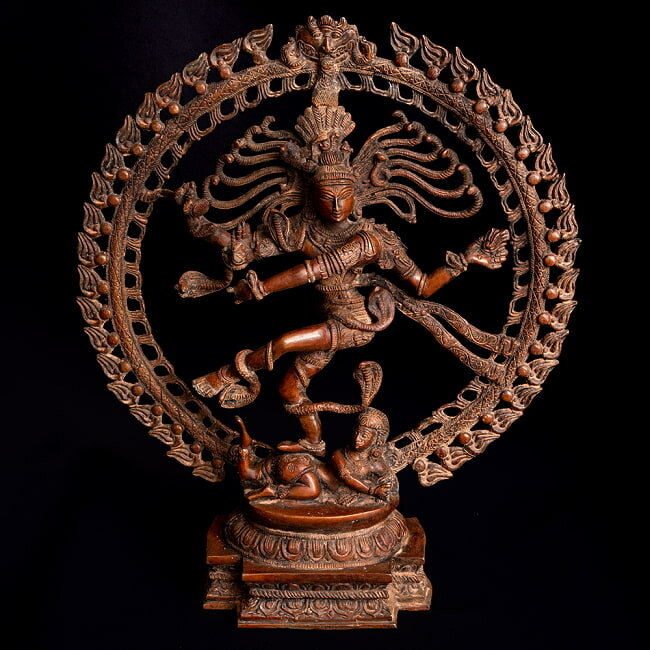  ブラス製 アンティーク調ナタラジ（ダンシング シヴァ） 約51cm / シヴァ像 神様像 ヒンドゥー教 ナタラージャ パシュパティ インドの神様像 置物 エスニック アジア 雑貨