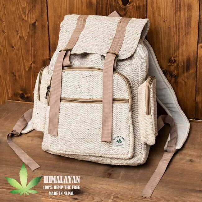 【送料無料】 ヘンプ素材のナチュラルバックパック / カバン リュックサック インド バッグ かばん ポ..