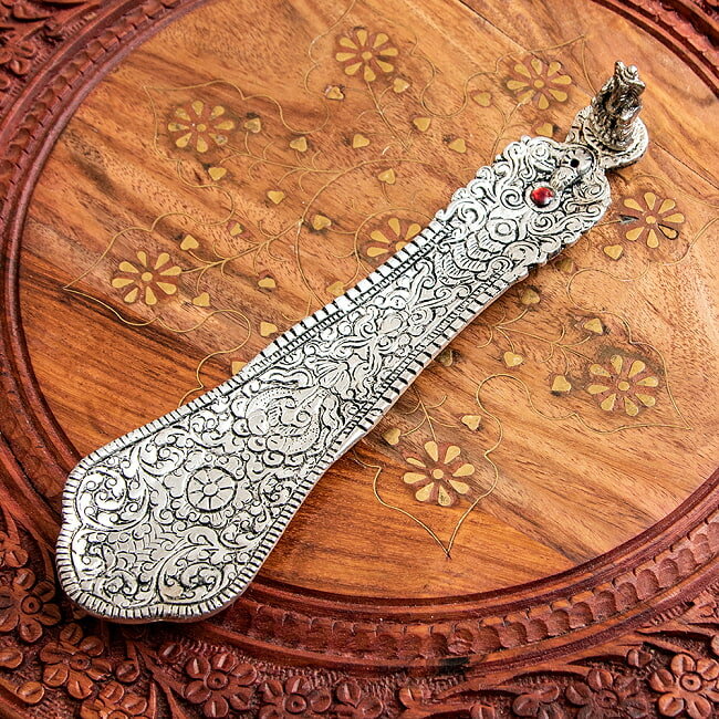 さじ型香立て【ガネーシャ】 / お香立て ホワイトメタル 小物入れ 小物プレート さじ形お香立て 石 陶器 ソープストーン インセンス インド アジア エスニッ...