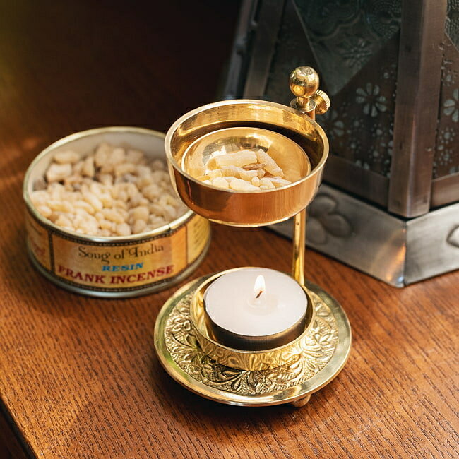 ブラス製 樟脳やレジン香 樹脂香用お香たて / フランキンセンス 乳香 カンファー ミルラ 薫香 アロマポット その他のお香立て インセンス インド アジア エスニックのサムネイル