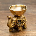 ブラス製 ミニボウル付きエレファント像 6cm / 象 ゾウ ヒンドゥー 神様像 幸運 真鍮 インドの神様像 置物 エスニック アジア 雑貨【レビューで500円...