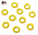 【10個セット】インドの丸鏡カバー 25mm 黄色 / 手芸 ビーズ ボタン等 裁縫 アジア 布 ファブリック エスニック