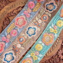 【全3色】チロリアンテープ メーター売 金糸が美しい 更紗模様のゴーダ刺繍〔幅 約4cm〕 くすみカラーのフラワー刺繍 / Gota embroidery ラジャスタン ミラーワーク 手芸 花柄 エスニック インド アジア 布 ファブリック