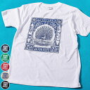 インドの伝統と芸術が息づく 幸運を運ぶ孔雀デザイン アンティーク調 Tシャツ 5.6oz生地 綿 コ ...