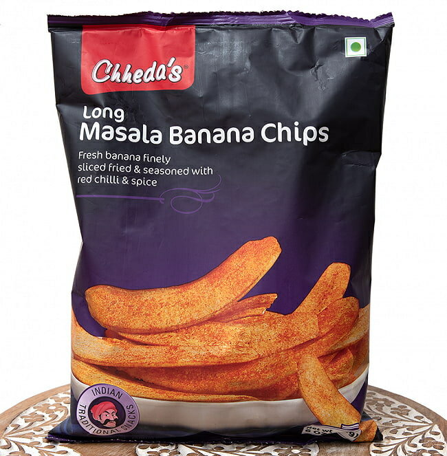 小さなバナナを揚げてマサラ味に Long Masala Banana Chips 170g【Chhedas】 / インド お菓子 スパイシー マサラスナック Chhedas(チー..