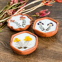 【1点】ドライフラワーとナチュラルフレグランスのキャンドル 素焼き小皿入り 大 直径8cm程度 / お土産 フレグランスキャンドル ろうそく 香り お香 COT...