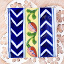 SuperSale 〔7.5cm×7.5cm〕ブルーポッタリー ジャイプール陶器の正方形デコレーションタイル お花と矢印 / 青陶器 ジャイプル コースター 水...