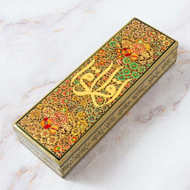 【送料無料】 【超高精細 一点もの】カシミールのペーパーマッシュ 百花繚乱ペンケース 小物入れ 約22...