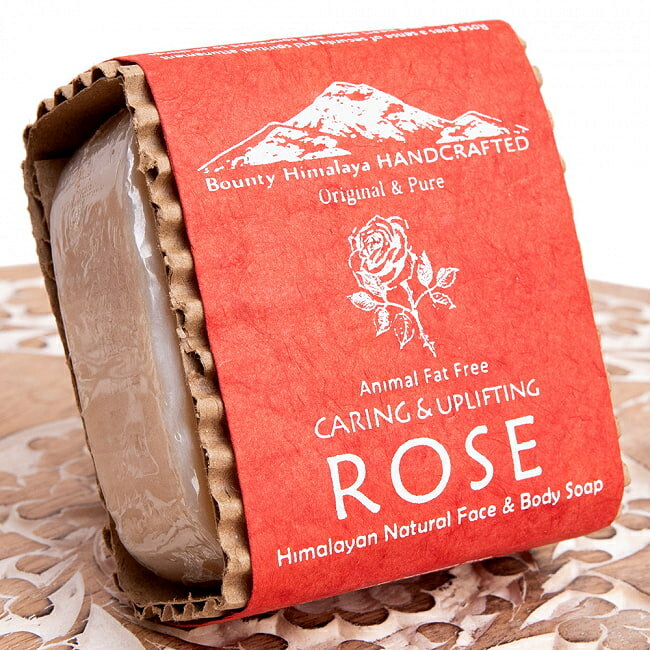 ヒマラヤン グラブ ナチュラル フェイス＆ボディ ソープ CARING UPLIFTING ROSE Natural Face＆Body Soap【手作り石鹸 / ネパールの石鹸 ハンドメイド ハンドメイドソープ カトマンズ 老舗 ティラキタ自社輸入化粧品 BOUNTY HIMALAYA(バウ