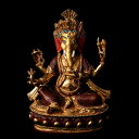 【送料無料】 大聖歓喜天(ガネーシャ) 銅造鍍金仕上げ 23.5cm / 神像 ガナパティ 仏像 チベット 密教 ブッダ像 エスニック インド アジア 雑貨【レ...