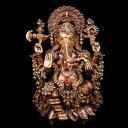 期間限定SuperSale割引 【送料無料】 【一点物】アバヤ ムドラ 座りガネーシャ像 美しいブラス製 41cm / ヒンドゥー 神様像 ムドラー 祝福 イン...