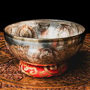 【送料無料】 【一点物】細密彫り ホワイトシンギングボウル 直径22.5cm 音程Bb / アンティーク アンティック ネパール 楽器 打楽器 民族楽器 【楽器...