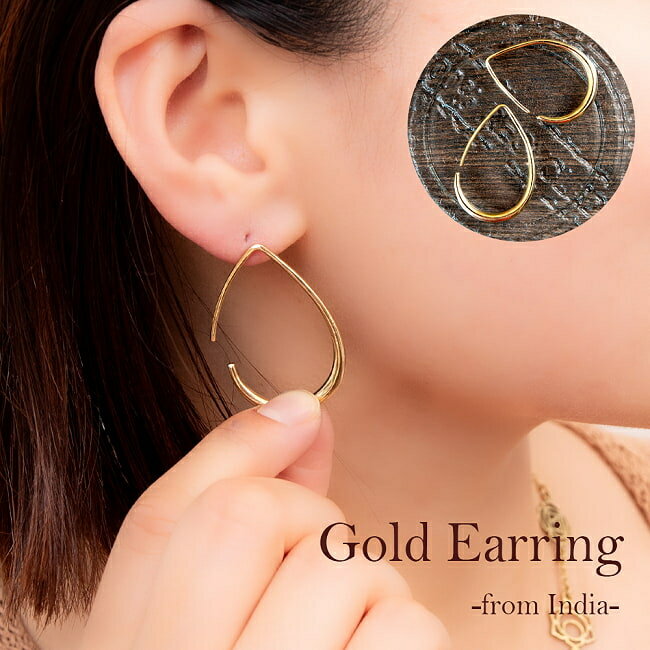 インドの伝統 ゴールドピアス ドロップ / アクセ インド伝統 エスニック アジア アクセサリー アンクレ..
