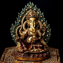 【送料無料】 【1点物】大聖歓喜天(ガネーシャ) 銅造鍍金仕上げ ネパール製 高さ:23cm程度 2.1kg / ガネーシャ像 ブラス製 ヒンドゥー 神様像 イ...