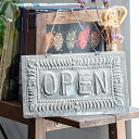 バリのアルミ細工ウェルカムボード OPEN&CLOSE 25.5cm x 15cm / アルミニウム 玄関 軒先 バリのアルミ雑貨 アンティック風金属製品 アジ...