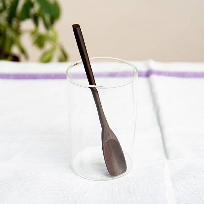 厚みしっかりヘラタイプ！天然木のヨーグルトスプーン / バリ雑貨 食器 ティースプーン 匙 コーヒース..