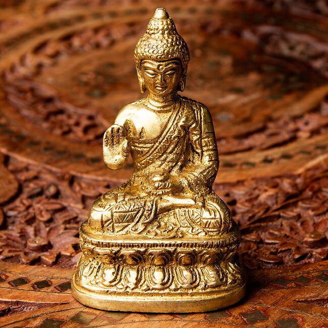 ブッダ坐像 重厚なブラス製 8.5cm / 仏陀 仏像 神様像 インドの神様像 置物 エスニック アジア 雑貨【レビューで500円クーポン プレゼント】