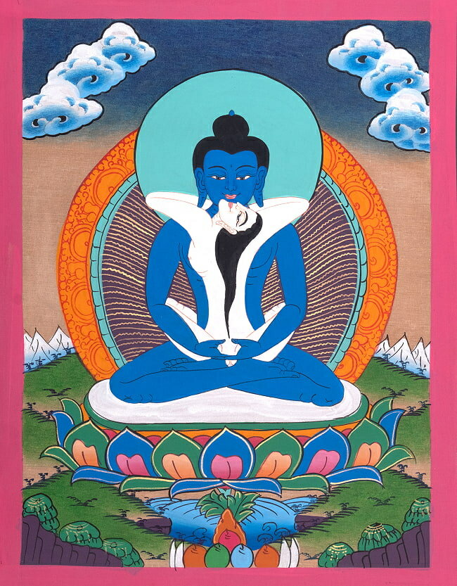 【送料無料】 〔習作〕タンカ 歓喜仏(ヤブユム像) 40cm x 30cm / 仏画 マンダラ チベット 曼荼羅 手描..