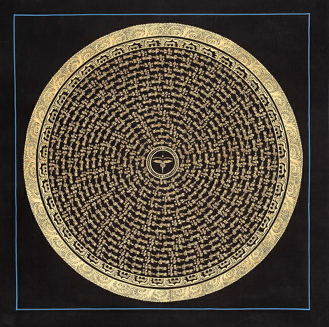 【送料無料】 〔一点物〕タンカ ブッダアイ種子曼荼羅 56cm x / 仏画 マンダラ チベット 手描き ネパー..