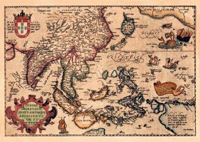 【16世紀】アンティーク地図ポスター INDIAE ORIENTALIS 【南アジア 東アジア 東南アジア周辺】 / 古地図 世界地図 インド 本 印刷物 ステッカー ポストカード