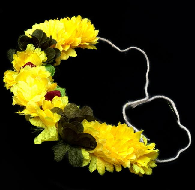 南インドの髪飾り 黄色の花 / ジャスミン 頭 アクセサリー エスニック アジア アンクレット ピアス リング ビンディー