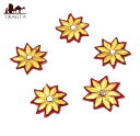 インドの刺繍アップリケ 花 5個セット 【えんじ】 / 手芸 アジア ワッペン アジアン ネパールワッペン 布 ファブリック エスニック