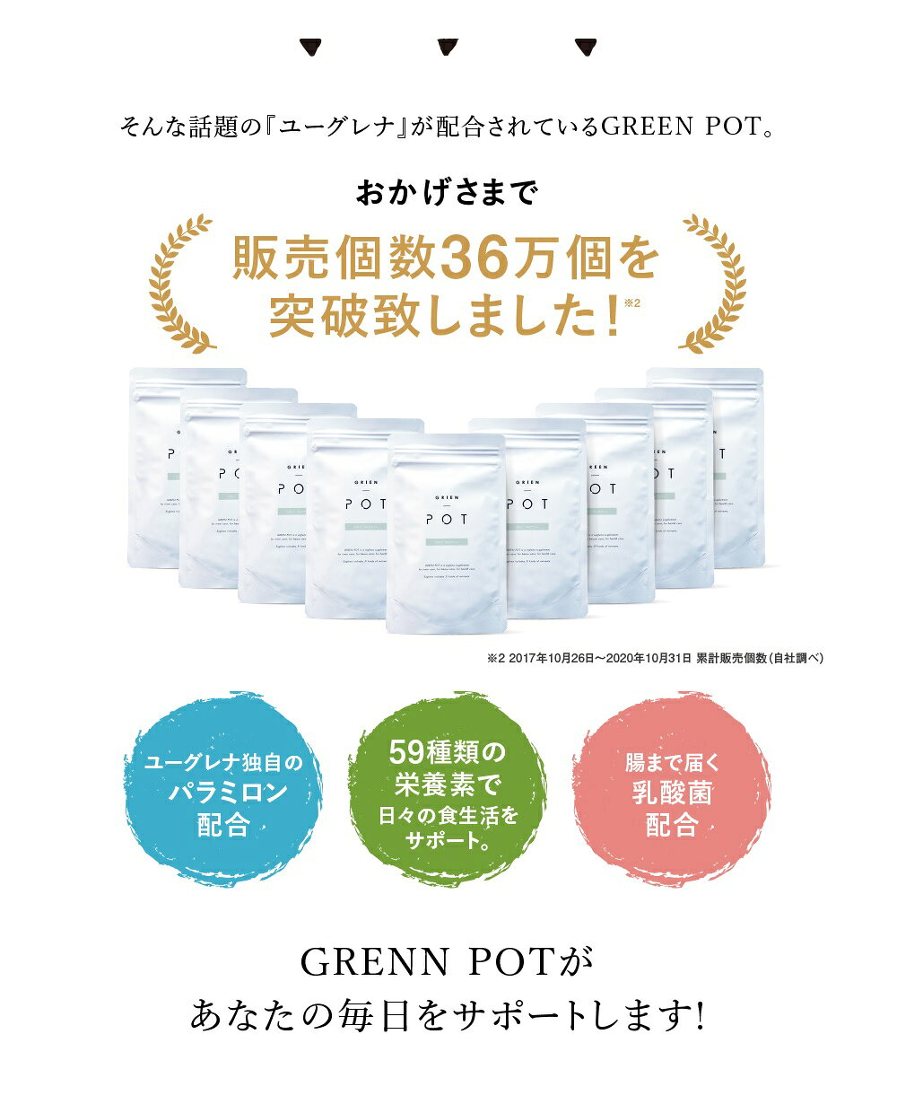【スーパーSALE10%クーポン有り】 ユーグレナ 乳酸菌 ミドリムシ サプリメント グリンポット グリーンポット キーサプリ 石垣産 国産 みどりむし サプリ 健康食品 栄養補助食品 女性 ビタミン ミネラル アミノ酸 DHA EPA パラミロン 90粒 30日分 ユーグレナ tiravento-10000184 ヘアケア化粧品の専門店 tiravento サンプル画像2