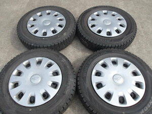 M52-ソ1 【中古】{送料無料} 145/80R13 冬4本セット 75Q スタッドレス 145/80-13 145-80-13 ダンロップ ウィンターマックス WM02 13インチ鉄ホイール