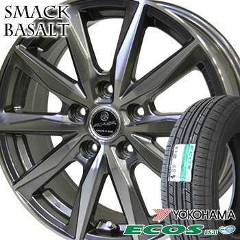 【取付対象】185/55R15 ヨコハマ エコス ES31 サマータイヤ ホイールセット 4本 YOKOHAMA ECOS スマック バサルト 15-6.0J 車種例 bB ベリーサ クー パッソセッテ